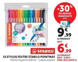Hyper U 15 STYLOS FEUTRE STABILO POINTMAX offre