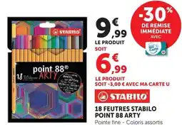 Hyper U 18 FEUTRES STABILO POINT 88 ARTY offre