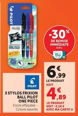 Hyper U 3 STYLOS FRIXION BALL PILOT ONE PIECE offre