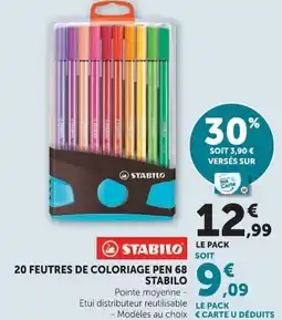Hyper U 20 FEUTRES DE COLORIAGE PEN 68 STABILO offre