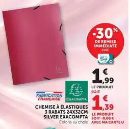 Hyper U CHEMISE À ÉLASTIQUES 3 RABATS SILVER EXACOMPTA offre