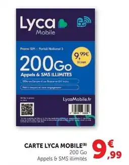 Hyper U CARTE LYCA MOBILE 200 Go offre