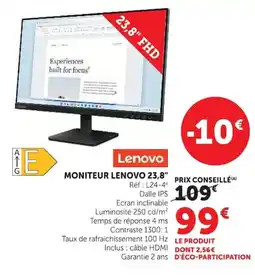 Hyper U MONITEUR LENOVO 23,8" offre