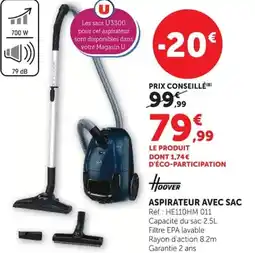 Hyper U ASPIRATEUR AVEC SAC offre
