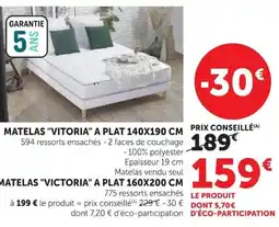 Hyper U MATELAS "VITORIA" A PLAT offre