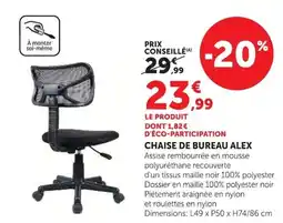 Hyper U CHAISE DE BUREAU ALEX offre