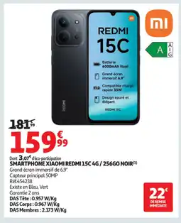 Auchan Smartphone xiaomi redmi 15c 4g / 256go noir offre