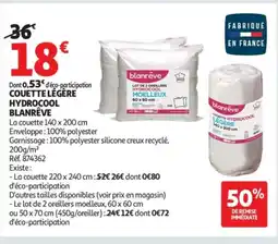 Auchan BLANRÊVE Couette hydrocool hydrocool offre