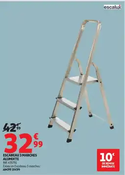 Auchan ESCALUX Escabeau 3 marches alumixte offre