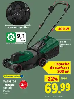 Lidl Parkside tondeuse sans fil offre