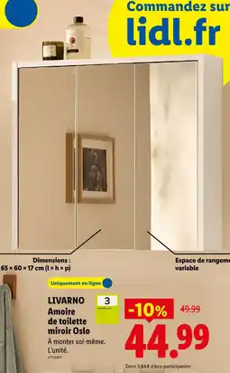 Lidl Livarno armoire de toilette miroir oslo offre