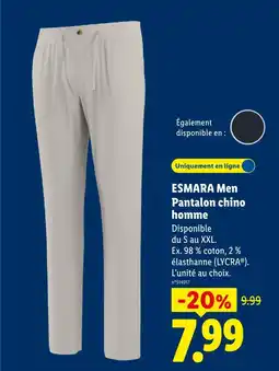 Lidl Esmara men men pantalon chino homme offre