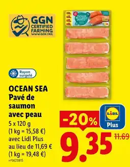 Lidl Ocean sea pavé de saumon avec peau offre