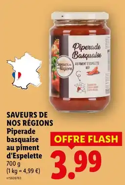 Lidl Saveurs de nos régions piperade basquaise au piment d'espelette aop offre