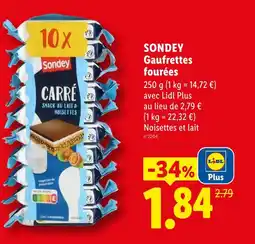 Lidl Sondey gaufrettes fourrées offre