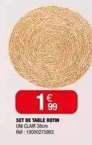 La Foir'Fouille Set de table rotin uni clair offre