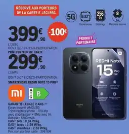 E.Leclerc E.leclerc - smartphone redmi note 15 pro offre