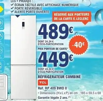 Tcl - réfrigérateur combiné