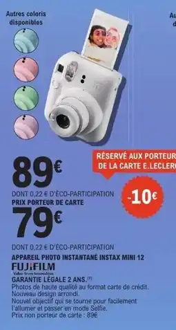 E.Leclerc Instax - appareil photo instantamé mini 12 fujifilm offre