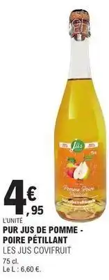 E.Leclerc Pur jus de pomme-poire pétillant offre