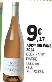 E.Leclerc Aoc - aoc orléans 2024 clos saint fiacre offre