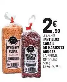 E.Leclerc Lentilles corail ou haricots rouges offre