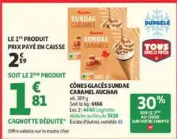 Auchan Supermarché Auchan - cônes glacés sundae caramel offre