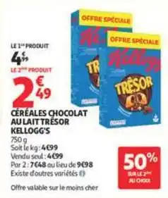 Auchan Supermarché Kellogg's - céréales chocolat au lait trésor offre