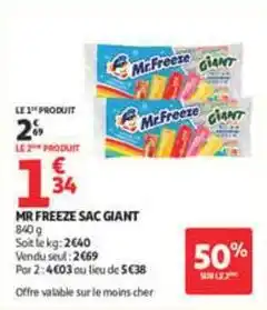 Auchan Supermarché Mr. freeze - sac giant offre