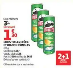 Auchan Supermarché Pringles - chips tuiles crème et oignon offre