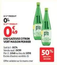 Auchan Supermarché Perrier - eau gazeuse citron vert maison offre