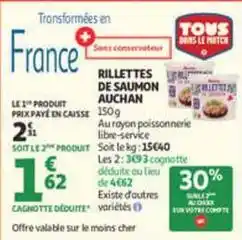 Auchan Supermarché Auchan - rillettes de saumon offre