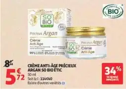 Auchan Supermarché So bio - crème anti-âge précieux argan offre