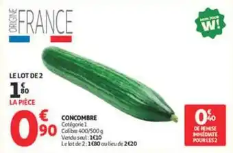 Auchan Supermarché Concombre offre