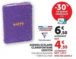 Hyper U Clairefontaine - agenda scolaire clairefontaine 12x17cm offre