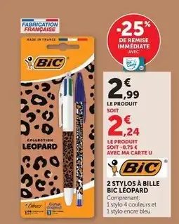 Hyper U Bic - 2 stylos à bille léopard offre