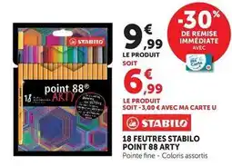 Hyper U Stabilo - 18 feutres point 88 arty offre