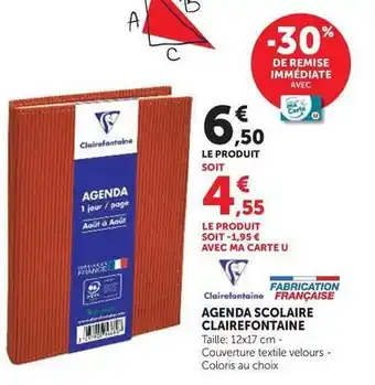 Hyper U Clairefontaine - agenda scolaire offre