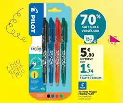 Hyper U Pilot - 4 stylos roller offre