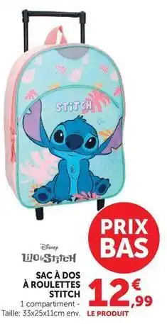 Hyper U Disney - sac à dos à roulettes stitch offre