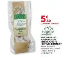 U Express Heritage - saucisson sec pur porc sans nitrite ajoute comtois offre