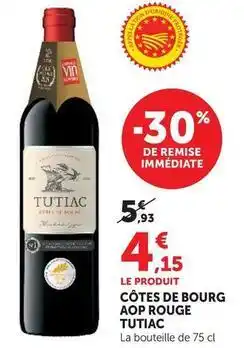 U Express Tutiac - cotes de bourg aop rouge offre
