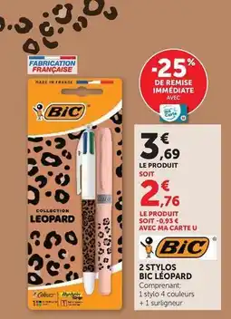 Hyper U Bic - 2 stylos leopard offre