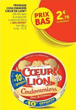 U Express Coeur de lion - fromage collommiers offre