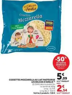 U Express Fini - cossettes mozzarella au lait pasteurise offre