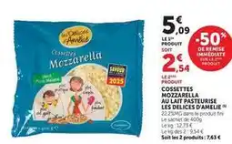 Hyper U Fini - cossettes mozzarella au lait pasteurise offre