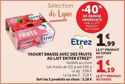 U Express Yaourt brasse avec des fruits au lait entier offre