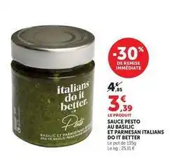 U Express Italians do it better - sauce pesto au basilic et parmesan offre