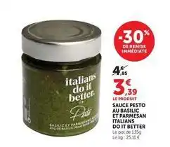 Hyper U Italians do it better - sauce pesto au basilic et parmesan offre