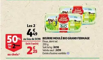 Auchan Direct Beurre Moulé Bio Grand Fermage offre